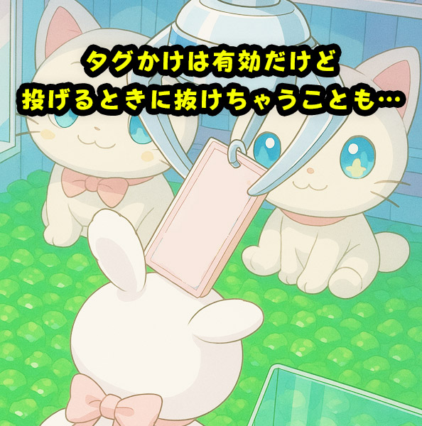 タグかけ（外れやすいことも！）