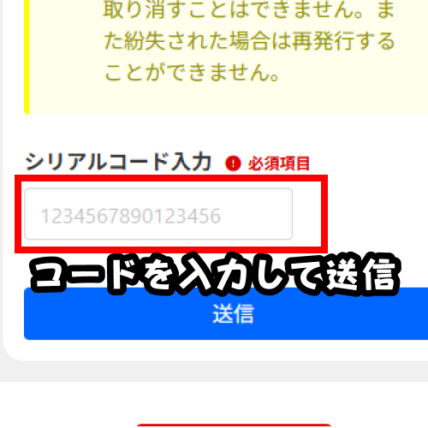 コードを入力して送信